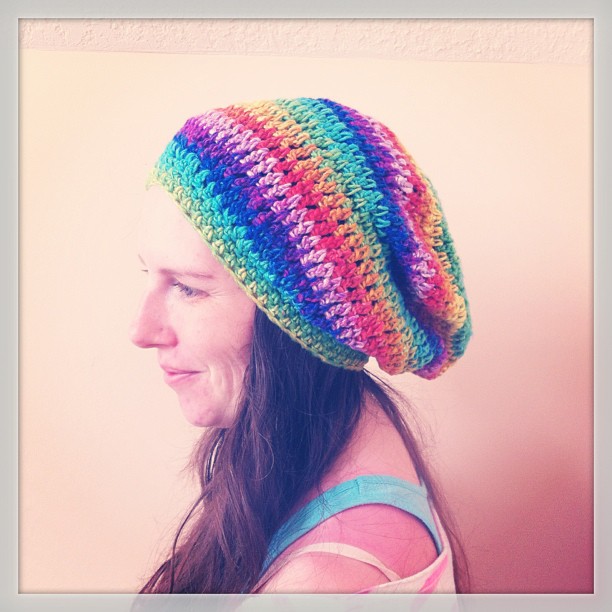 Rainbow slouchy hat my favourite crochet project so far